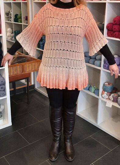 Strickanleitung Pullover Fabiola mit Rüsche alle Größen