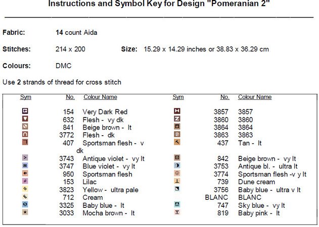 Pomeranian 2 Cross Stitch Pattern PDF