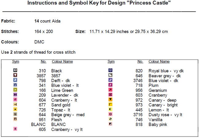Princess Castle Cross Stitch Pattern PDF