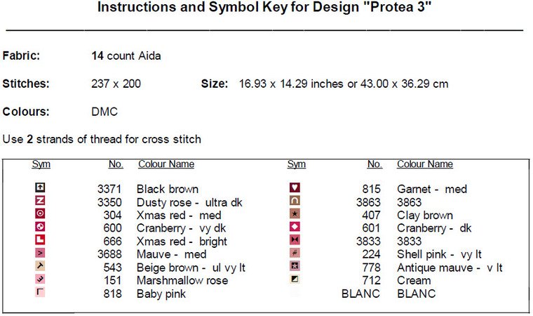 Protea 3 Cross Stitch Pattern PDF