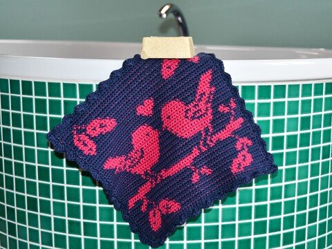 Häkelanleitung Tuch / Waschlappen "Love Birds"