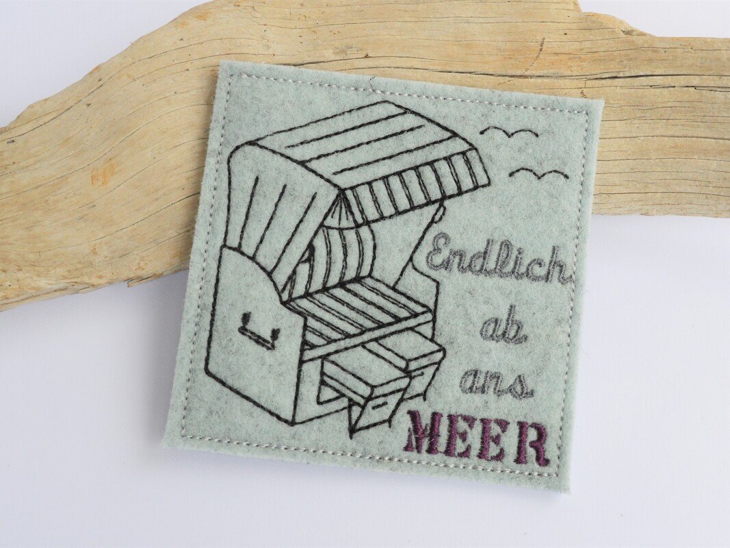 ITH Stickdatei Untersetzer Strandkorb 10x10cm - Bild 4