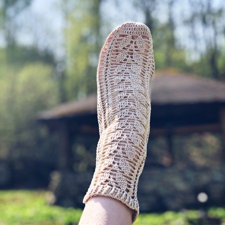 Crochet Pattern - Leaf Lace Socks