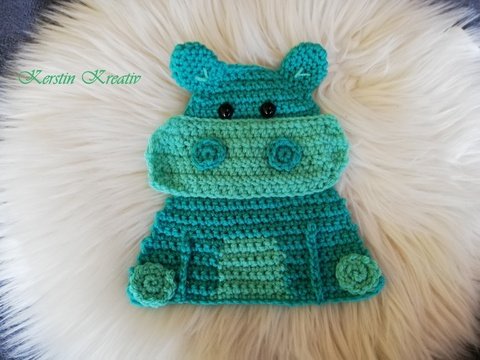 Häkelanleitung Topflappen Nilpferd - Abenteuer für die Küche