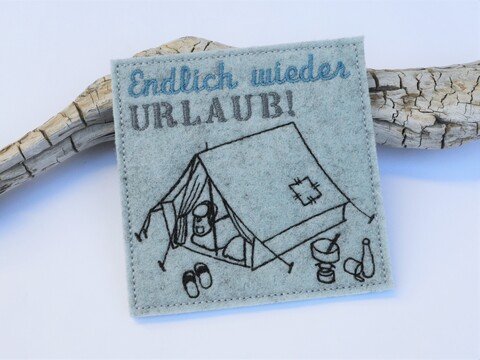 ITH Stickdatei Untersetzer Camping Zelt 10x10cm