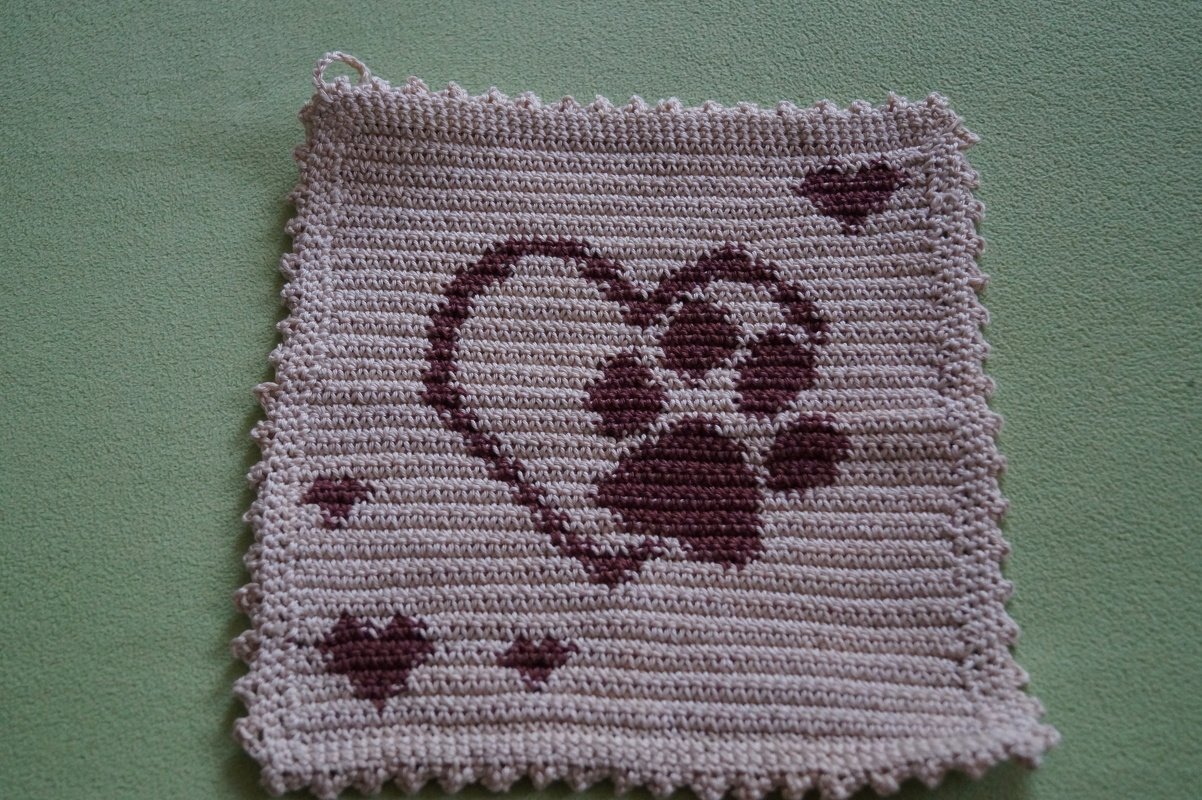 Tapestry Häkeln , Topflappen Hundepfote 2 Motive - Bild 3