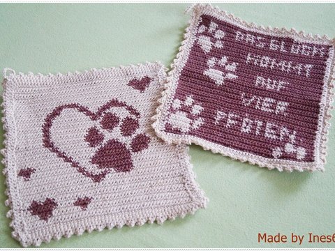 Tapestry Häkeln , Topflappen Hundepfote 2 Motive