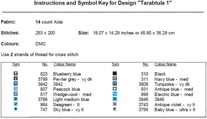 Tarantula 1 Cross Stitch Pattern PDF