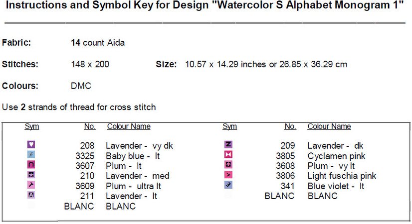 Watercolor S Alphabet Monogram Cross Stitch Pattern PDF