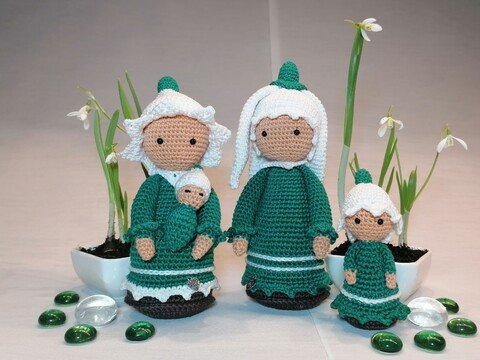 Schneeglöckchen Familie Blumenkinder Häkelanleitung