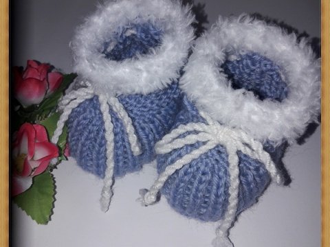 Strickanleitung Babystiefelchen ohne Nadelspiel