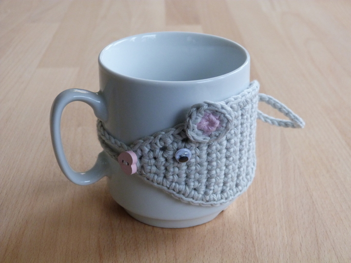 Häkelanleitung für Tassenwärmer "Cup cozy" mit 4 tierischen Motiven