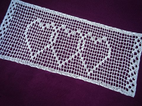 Anleitung Tischläufer häkeln / Herz / Filethäkeln