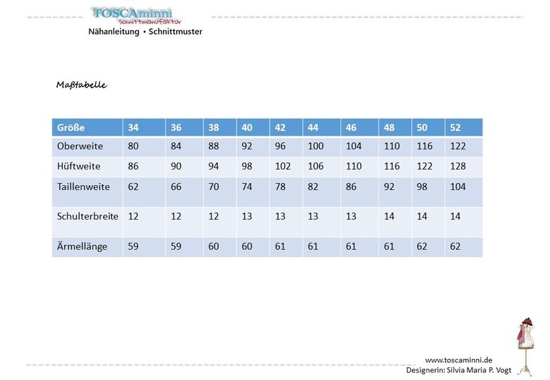 Tunika Josette Gr. 34-54 Schnittmuster