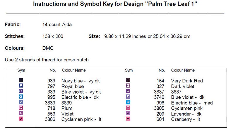 Palm Tree Leaf 1 Cross Stitch Pattern PDF