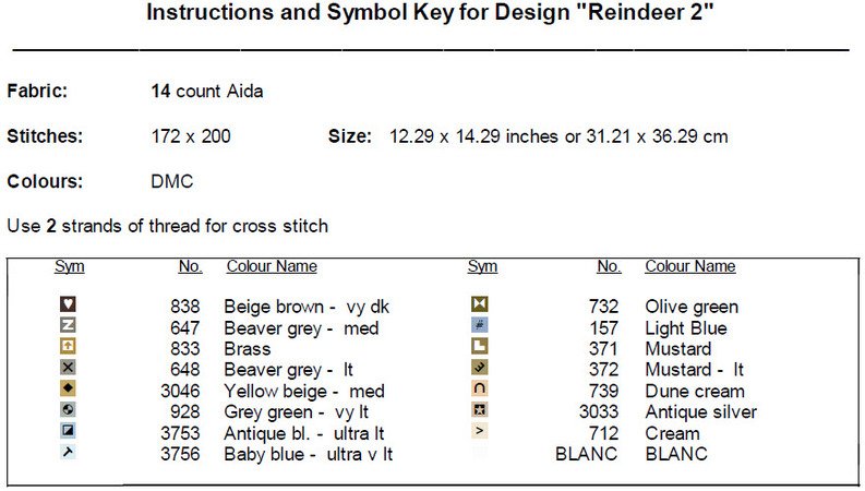 Reindeer 2 Cross Stitch Pattern PDF