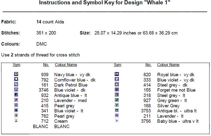 Whale 1 Cross Stitch Pattern PDF