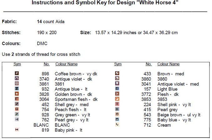 White Horse 4 Cross Stitch Pattern PDF
