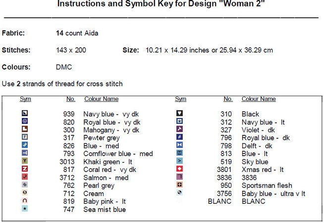 Woman 2 Cross Stitch Pattern PDF