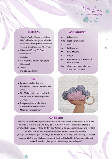 Häkelanleitung kleines Kissen, Greifring, Babyrassel