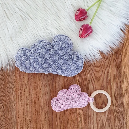 Häkelanleitung kleines Kissen, Greifring, Babyrassel