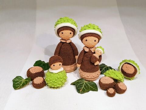 Blumenkinder Kastanie Familie - Häkelanleitung