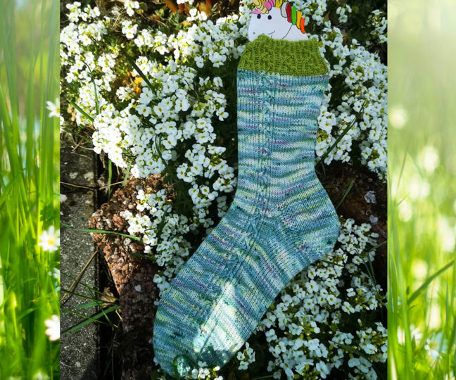 Anleitung zum Stricken Sockenmuster Early green, tolles Muster