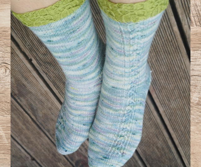 Anleitung zum Stricken Sockenmuster Early green, tolles Muster