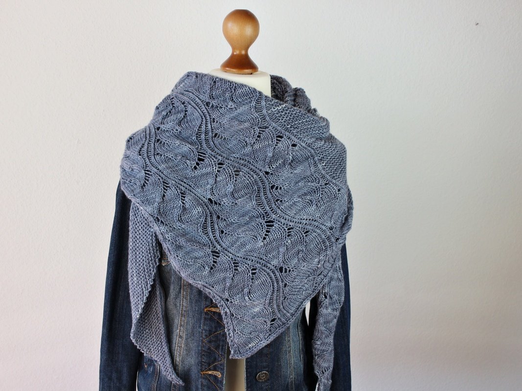 Knitting Pattern PDF Asymmetrical Triangle Shawl – Wave Texture Shawl - Image 5