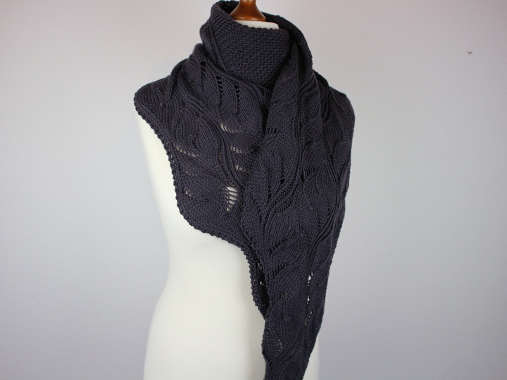 Knitting Pattern PDF Asymmetrical Triangle Shawl – Wave Texture Shawl