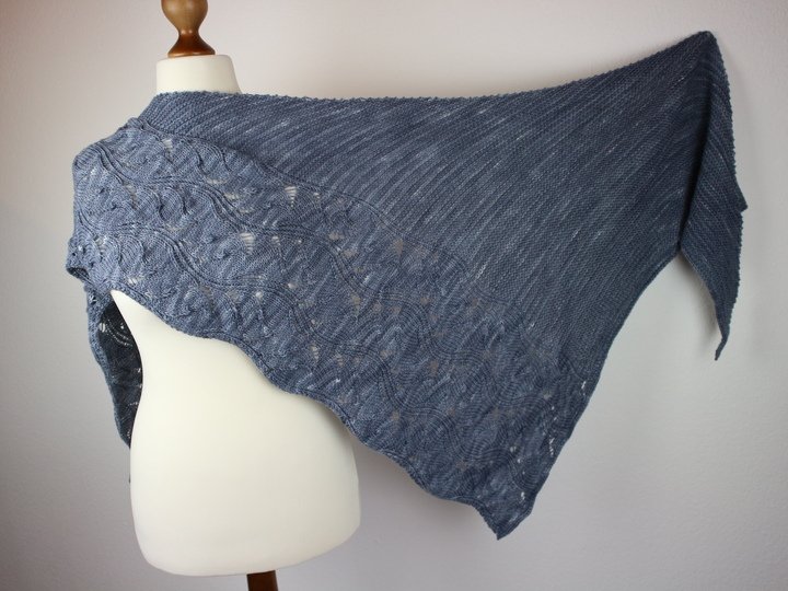 Knitting Pattern PDF Asymmetrical Triangle Shawl – Wave Texture Shawl