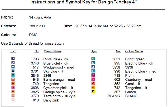 Jockey 4 Cross Stitch Pattern PDF