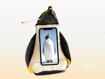Handyhalter nähen Anleitung + Schnittmuster Pinguin (Handy + E-Reader)