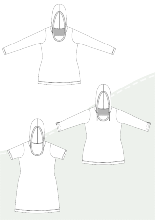 Kyra - Kapuzenshirt / Shirt mit Kapuze - eBook Gr. 34 bis 50 - A4+A0