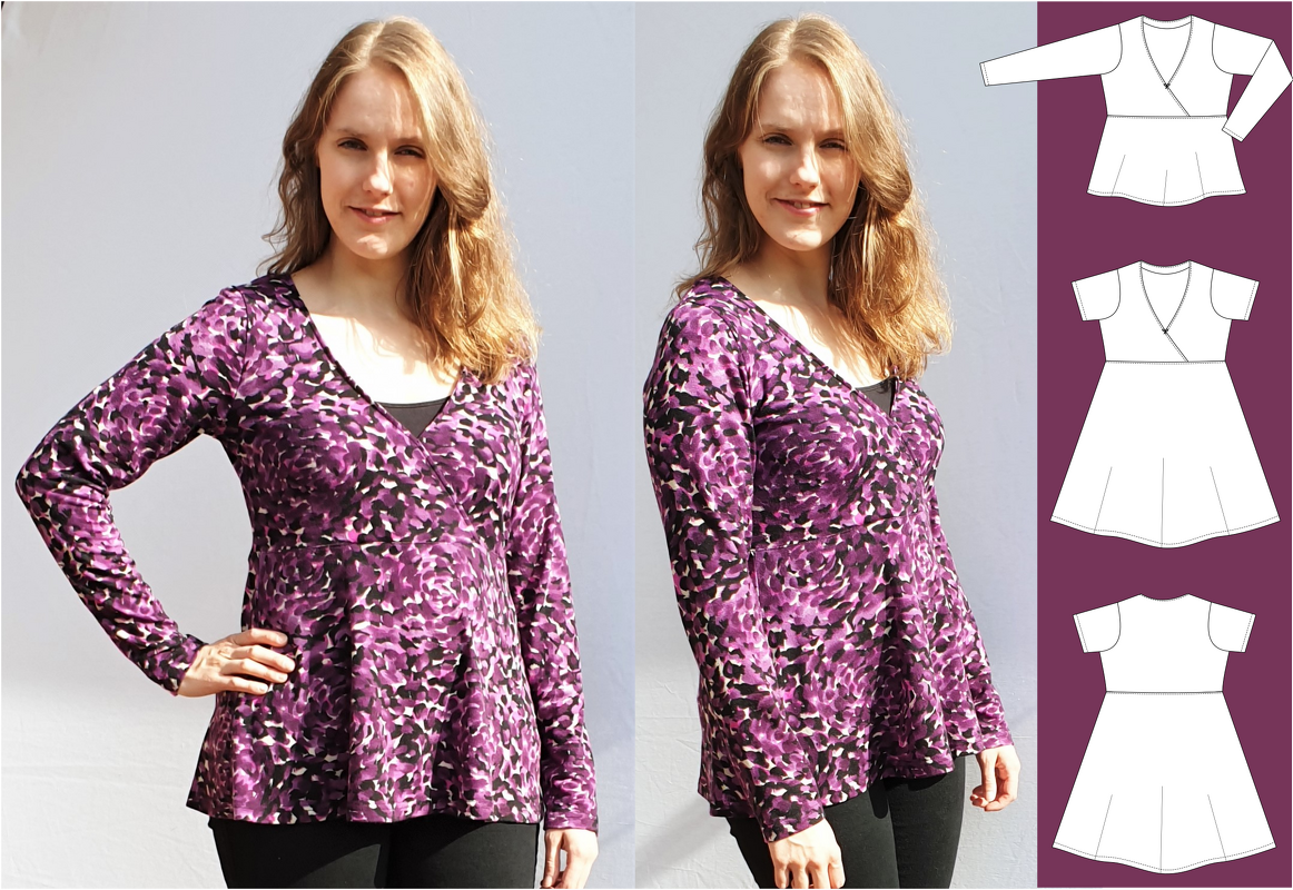 Conny – Jersey Wickelkleid &amp; Shirt im Babydoll-Stil (BU 80-116, A4+A0)