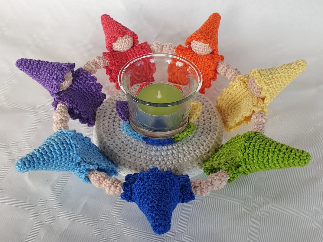 Häkelanleitung Teelichthalter Zwergentanz