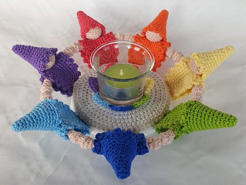 Häkelanleitung Teelichthalter Zwergentanz