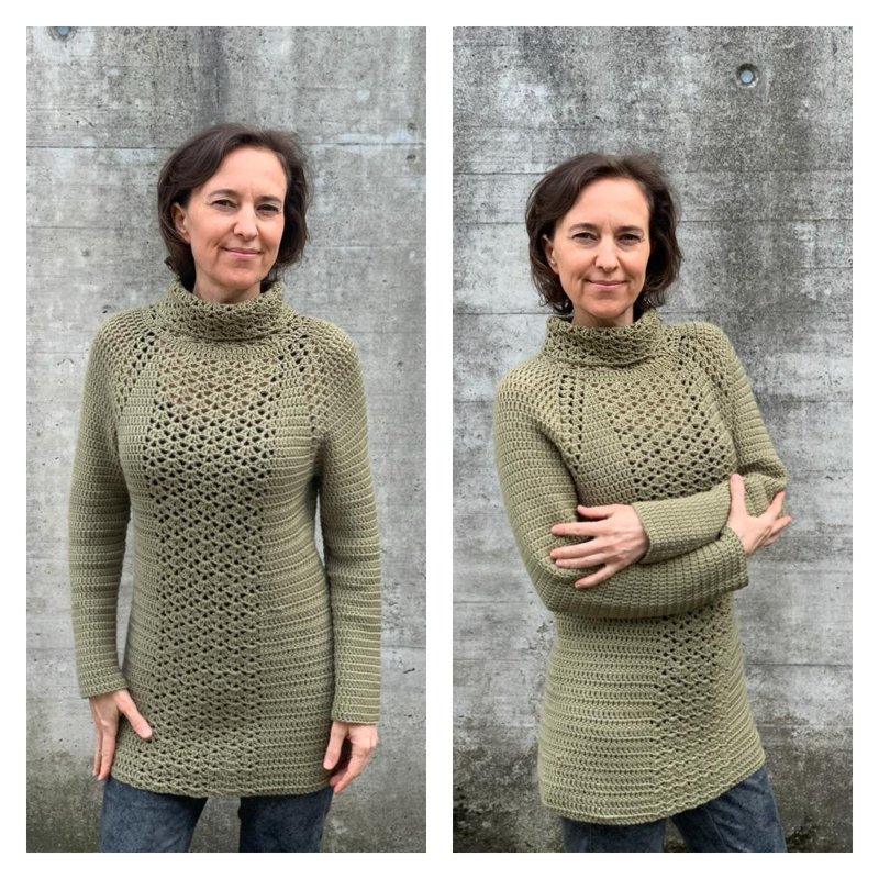 Schalkragenpulli häkeln PDF Anleitung