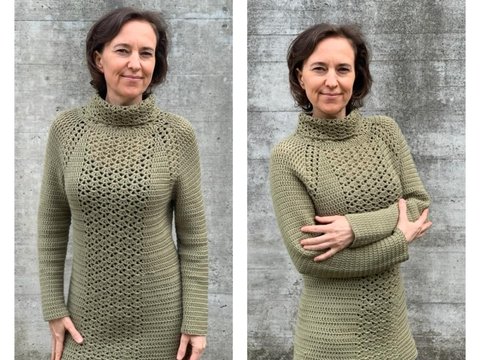 Schalkragenpulli häkeln PDF Anleitung + Videoanleitung