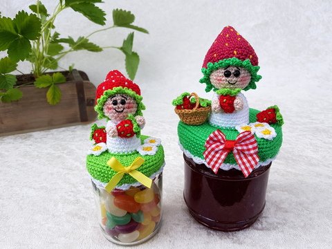 Häkelanleitung - Deckelbezug Erdbeere - zwei Größen