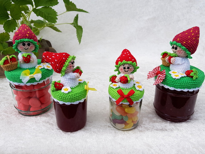 Häkelanleitung - Deckelbezug Erdbeere - zwei Größen