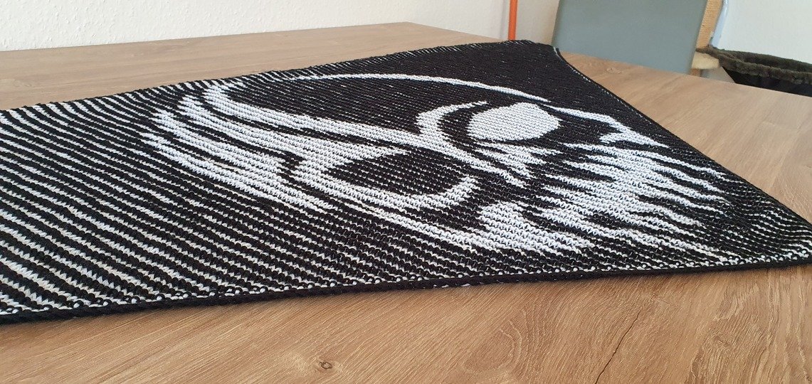 Skull, Shadow Knitting, Illusion Knitting, Motif Shawl