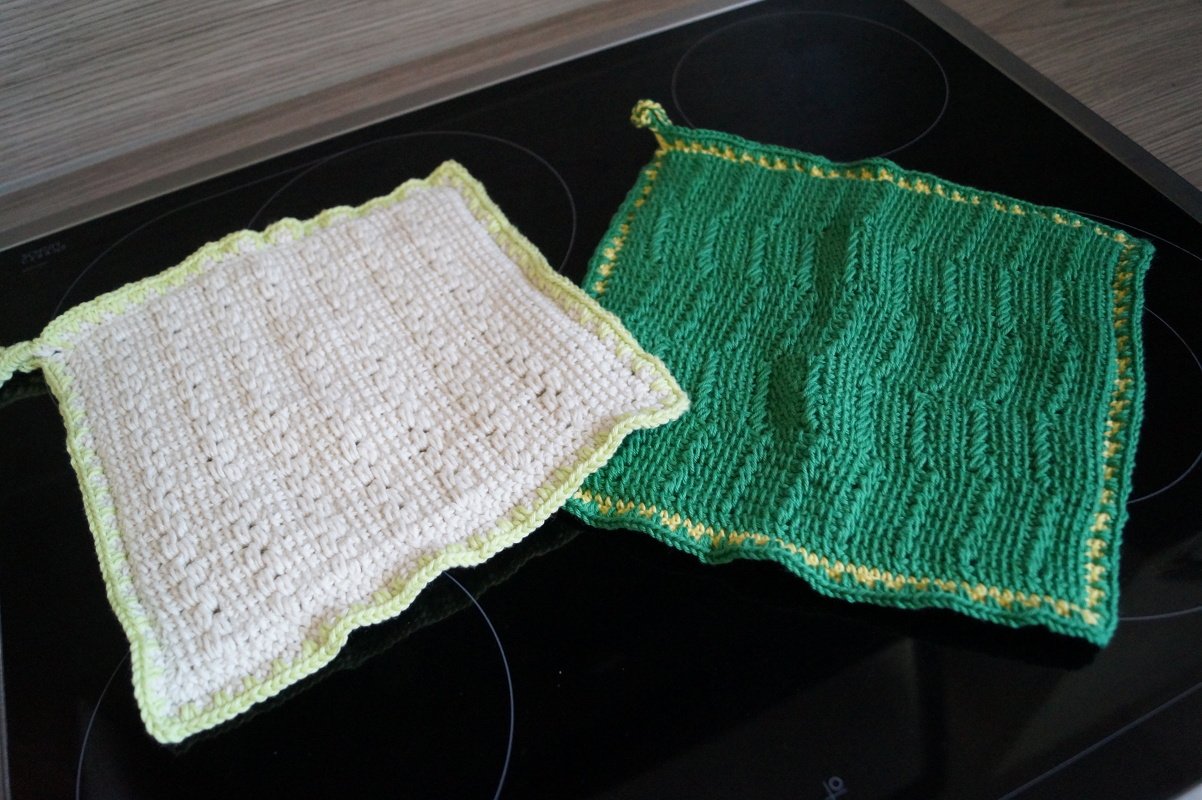 Topflappen Häkelanleitung  2 Muster  tunesisch Häkeln - Bild 2