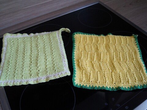 Topflappen Häkelanleitung  2 Muster  tunesisch Häkeln