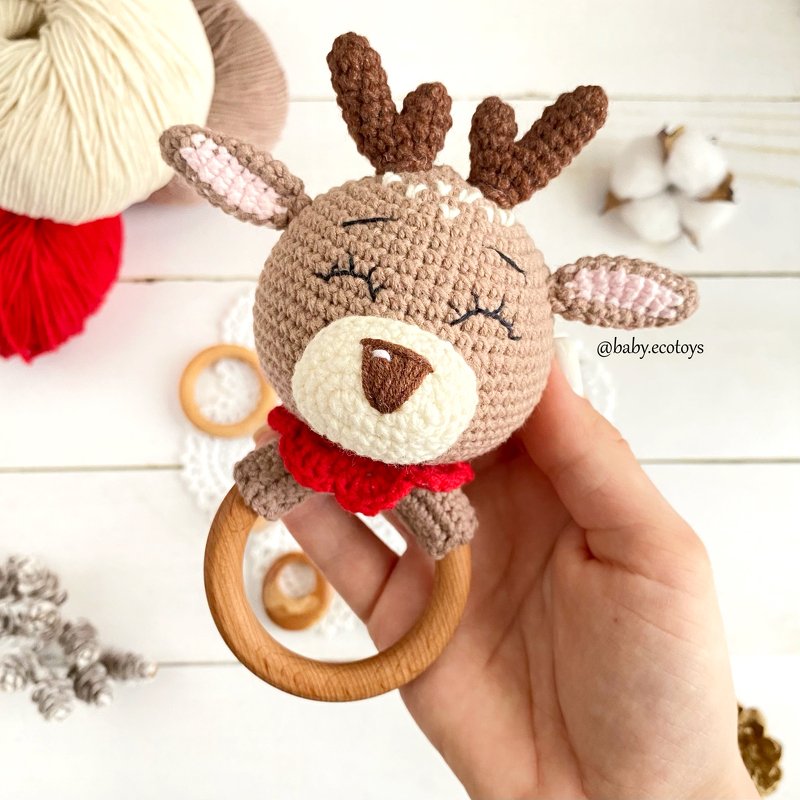 Crochet Reindeer Baby Rattle - Image 3