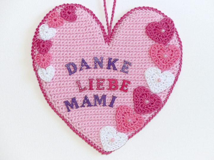 Häkelanleitung Herz "Danke"