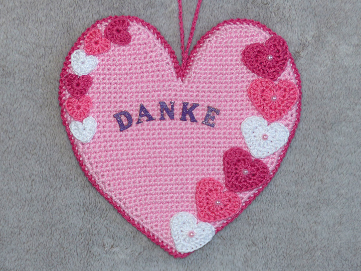 Häkelanleitung Herz "Danke"