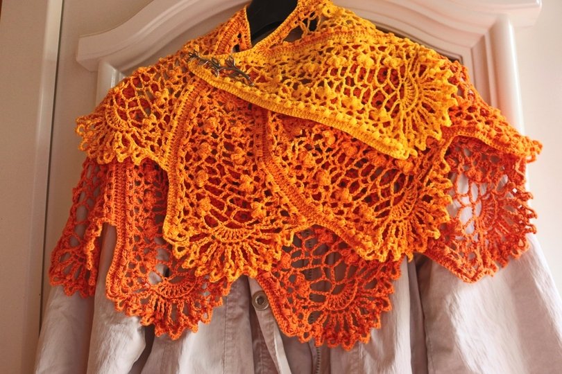 "Angola" romantisches Lacetuch oder Brauttuch Häkelanleitung