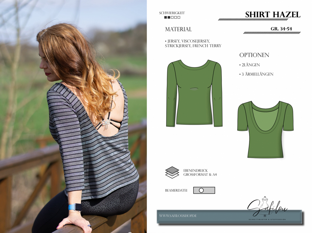 PDF-Schnittmuster Shirt Hazel (Gr. 34-54) – femininer Look