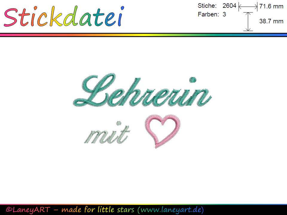 Stickdatei "Lehrerin mit Herz"